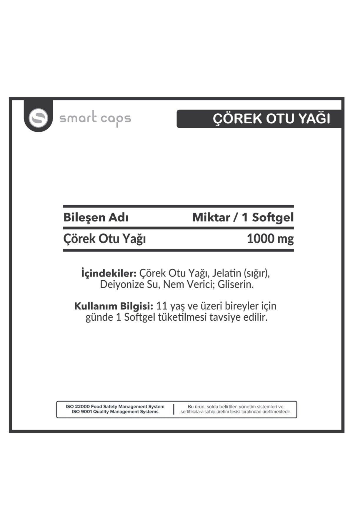 Smartcaps Çörekotu Yağı 60 Softgel