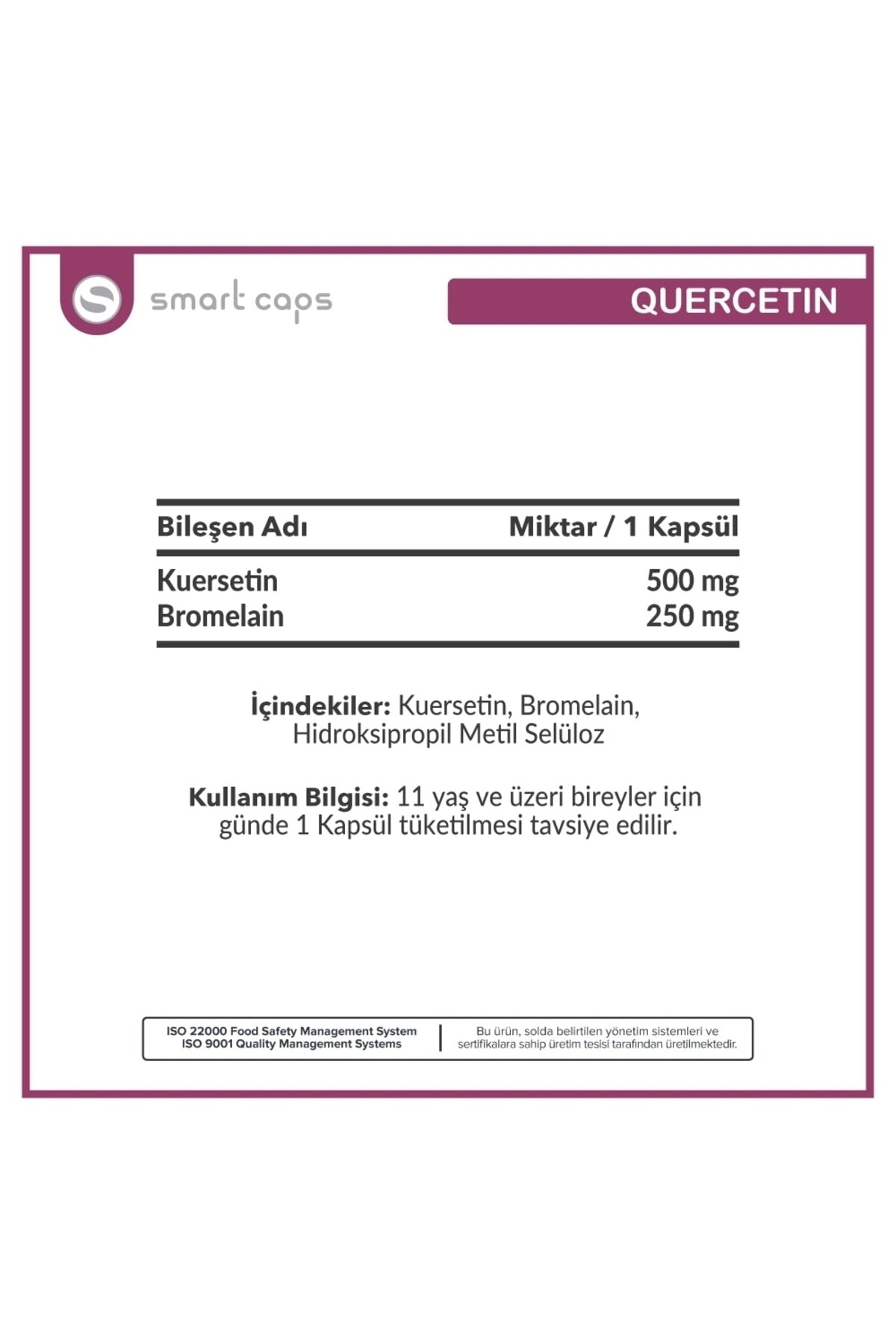 Smartcaps Quercetin 30 Kapsül