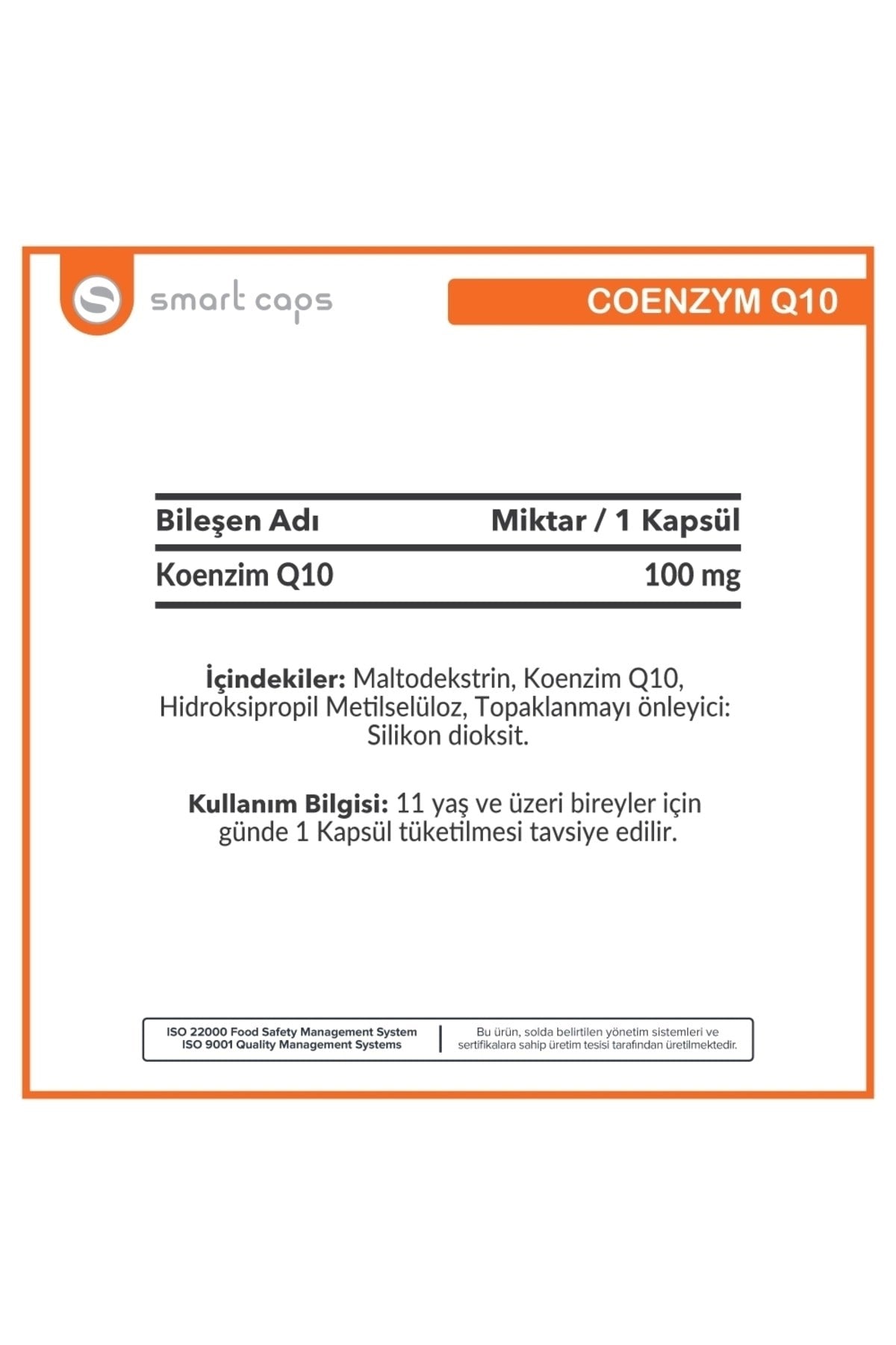 Smartcaps Koenzim Q10 30 Kapsül