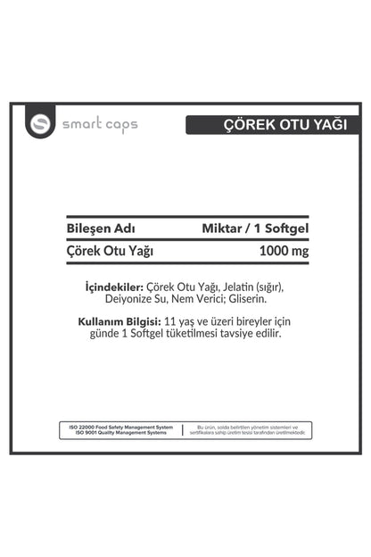 Smartcaps Çörekotu Yağı 60 Softgel