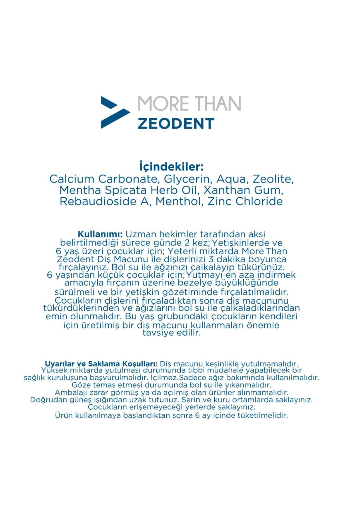 More Than Zeodent Diş Macunu 100 gr