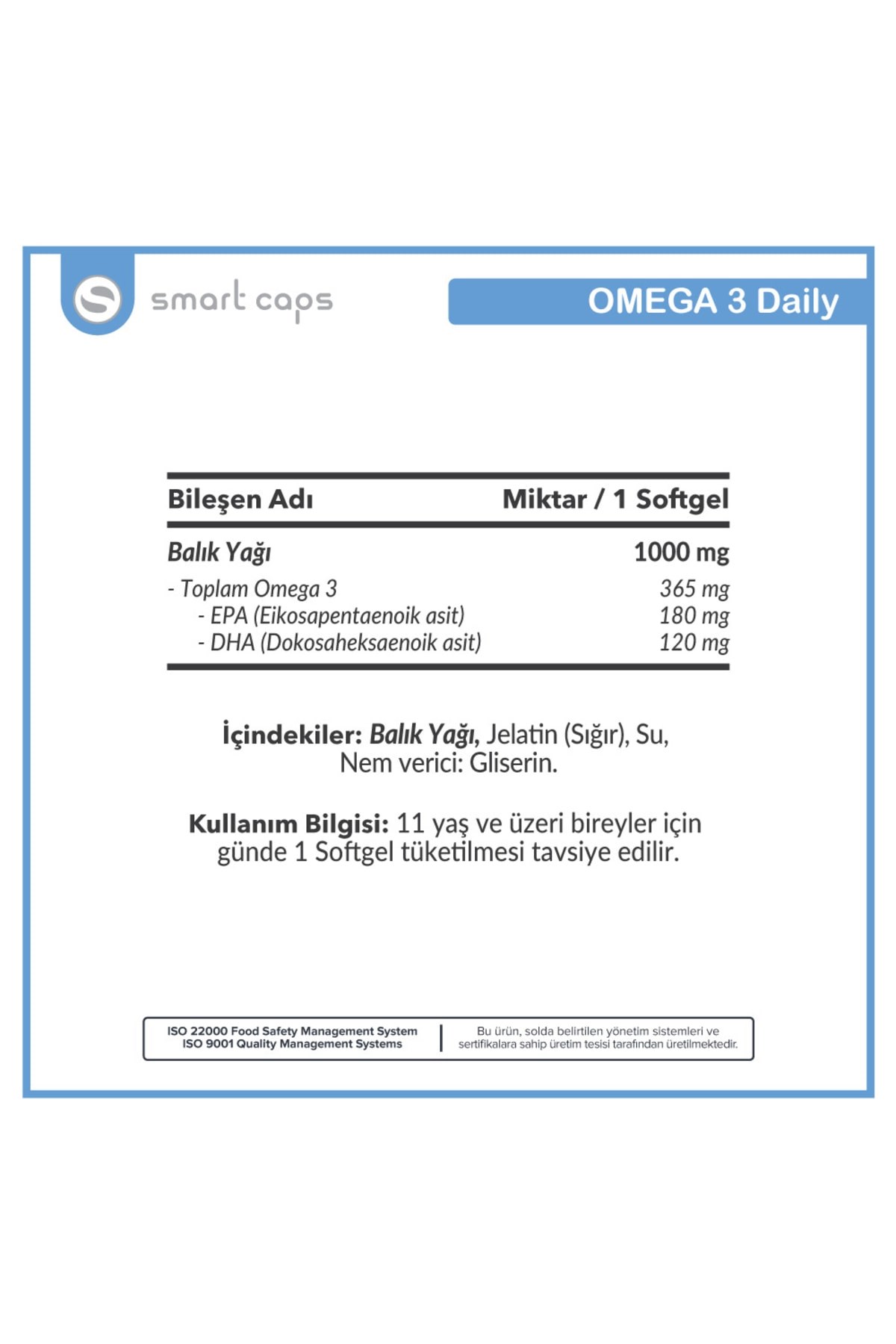 Smartcaps Omega-3 Daily 60 Softgel - Görsel 2